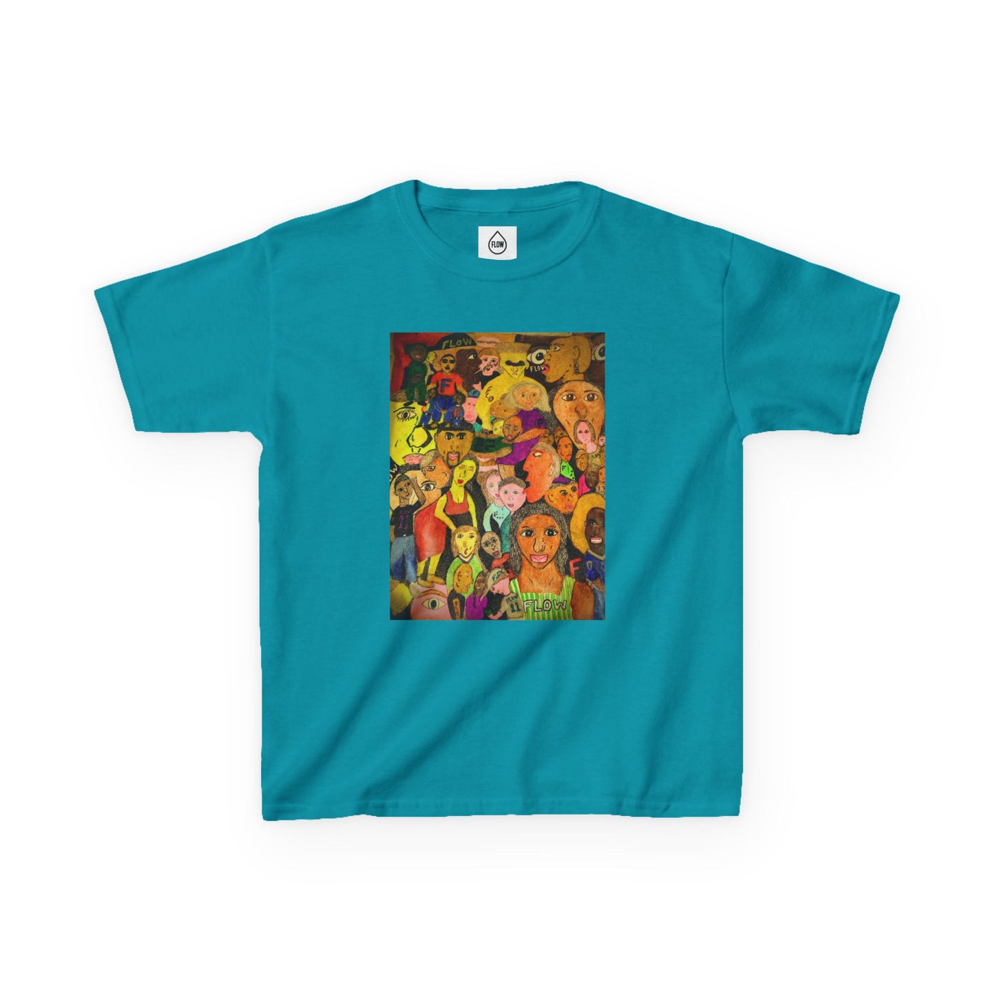 Kids Tee — Colorful Cartoon Characters Collage Graphic