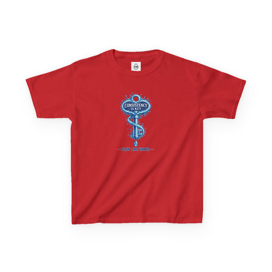 Kids Tee — "Consistency Is Key" Blue Key Graphic | Flow Series 001