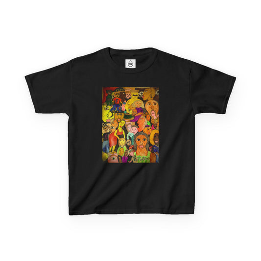 Kids Tee — Colorful Cartoon Characters Collage Graphic