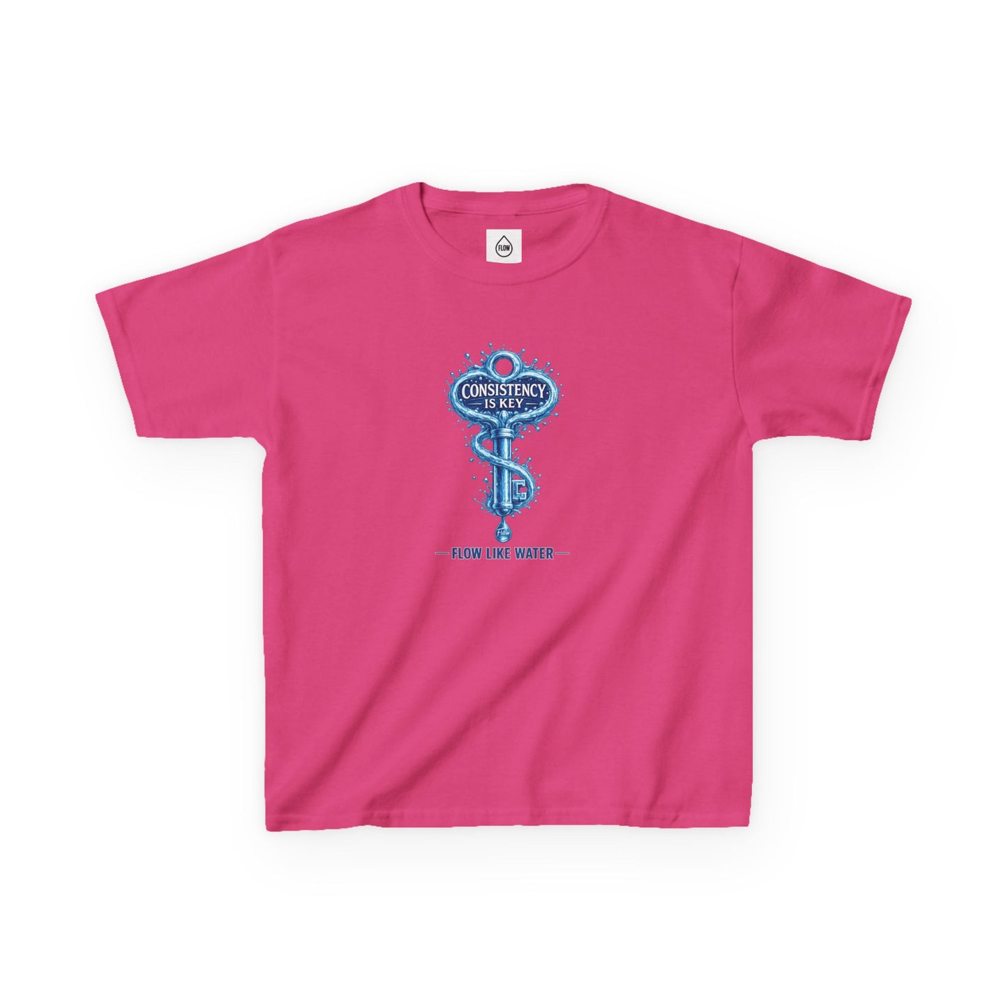 Kids Tee — "Consistency Is Key" Blue Key Graphic | Flow Series 001
