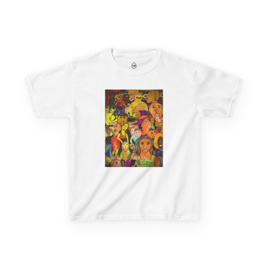 Kids Tee — Colorful Cartoon Characters Collage Graphic