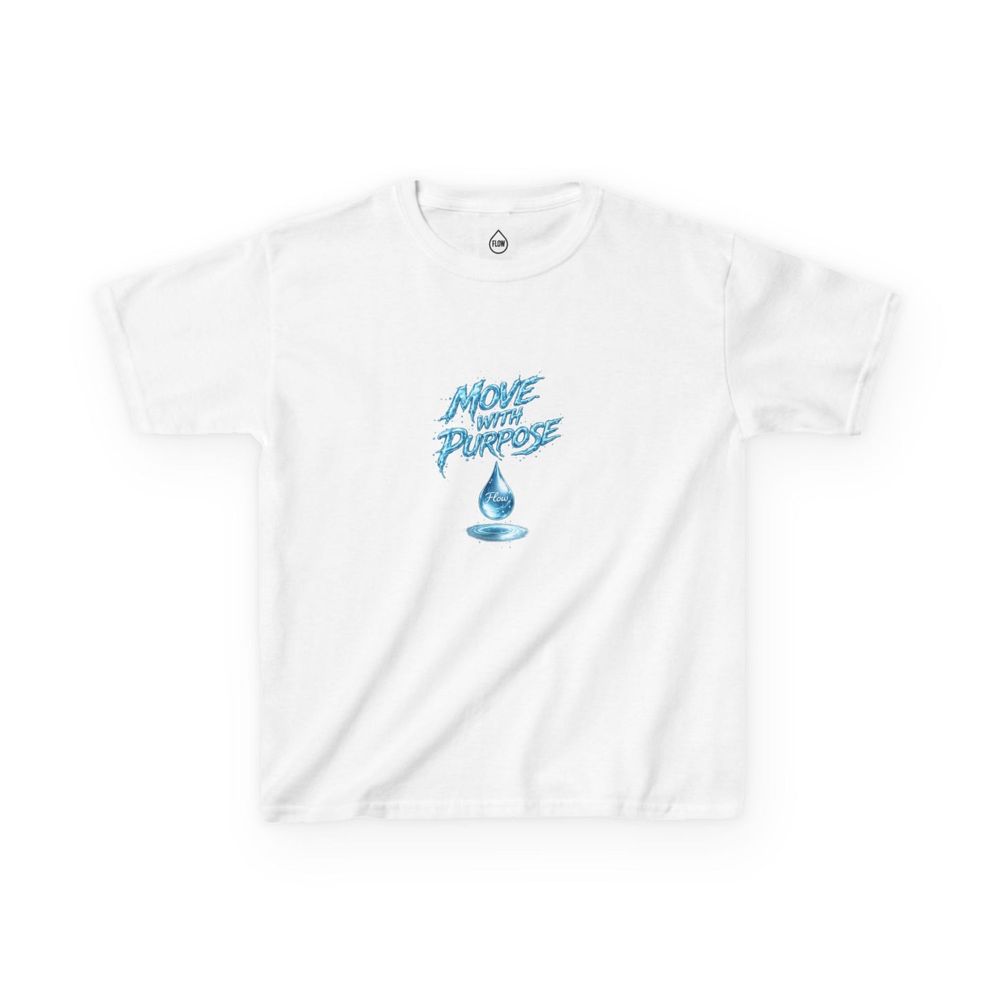 Kids Tee — "Move With Purpose" Water Drop Graphic | Flow Series 001