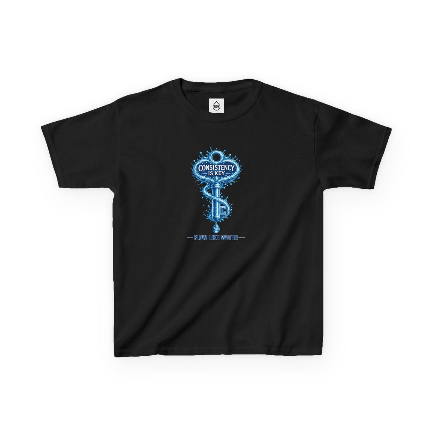 Kids Tee — "Consistency Is Key" Blue Key Graphic | Flow Series 001