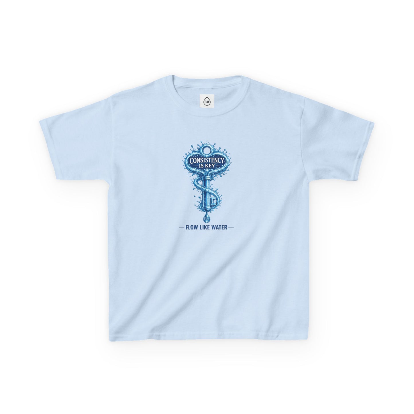 Kids Tee — "Consistency Is Key" Blue Key Graphic | Flow Series 001