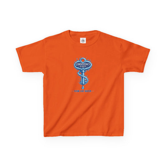 Kids Tee — "Consistency Is Key" Blue Key Graphic | Flow Series 001