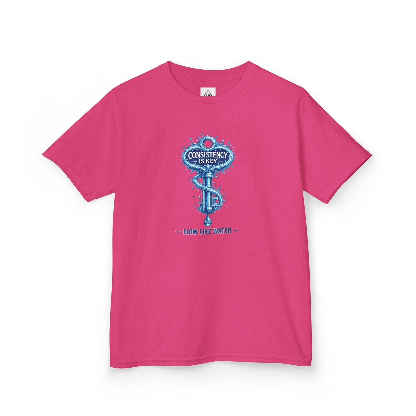 Kids Tee — "Consistency Is Key" Blue Key Graphic | Flow Series 001