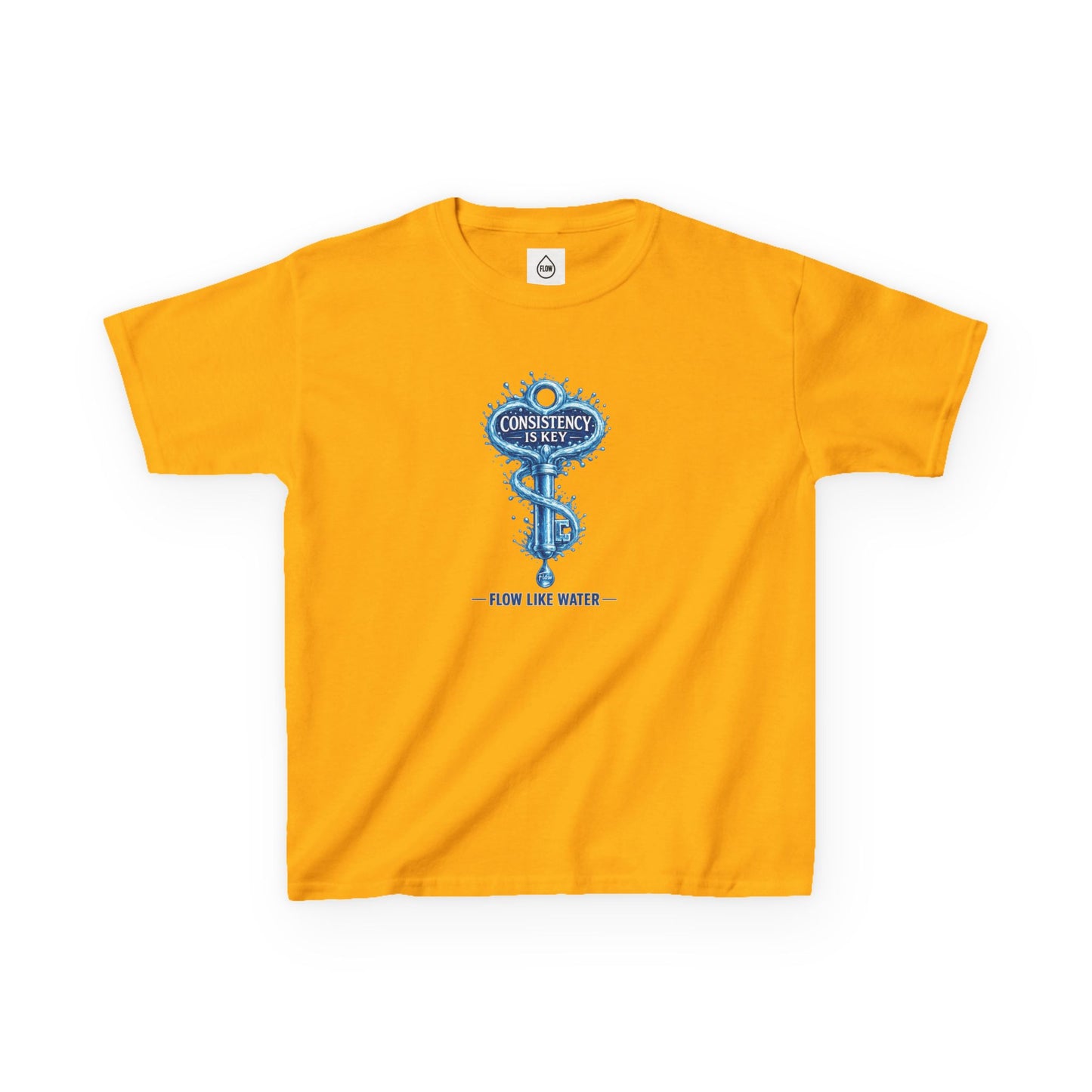 Kids Tee — "Consistency Is Key" Blue Key Graphic | Flow Series 001